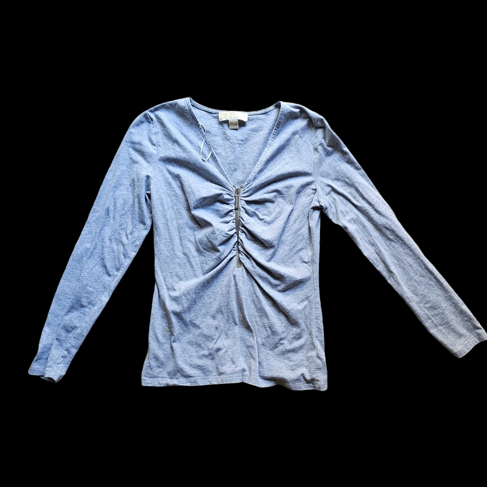 Michelle Kors Y2K‎ zip gray lightweight cotton longsleeve top size S